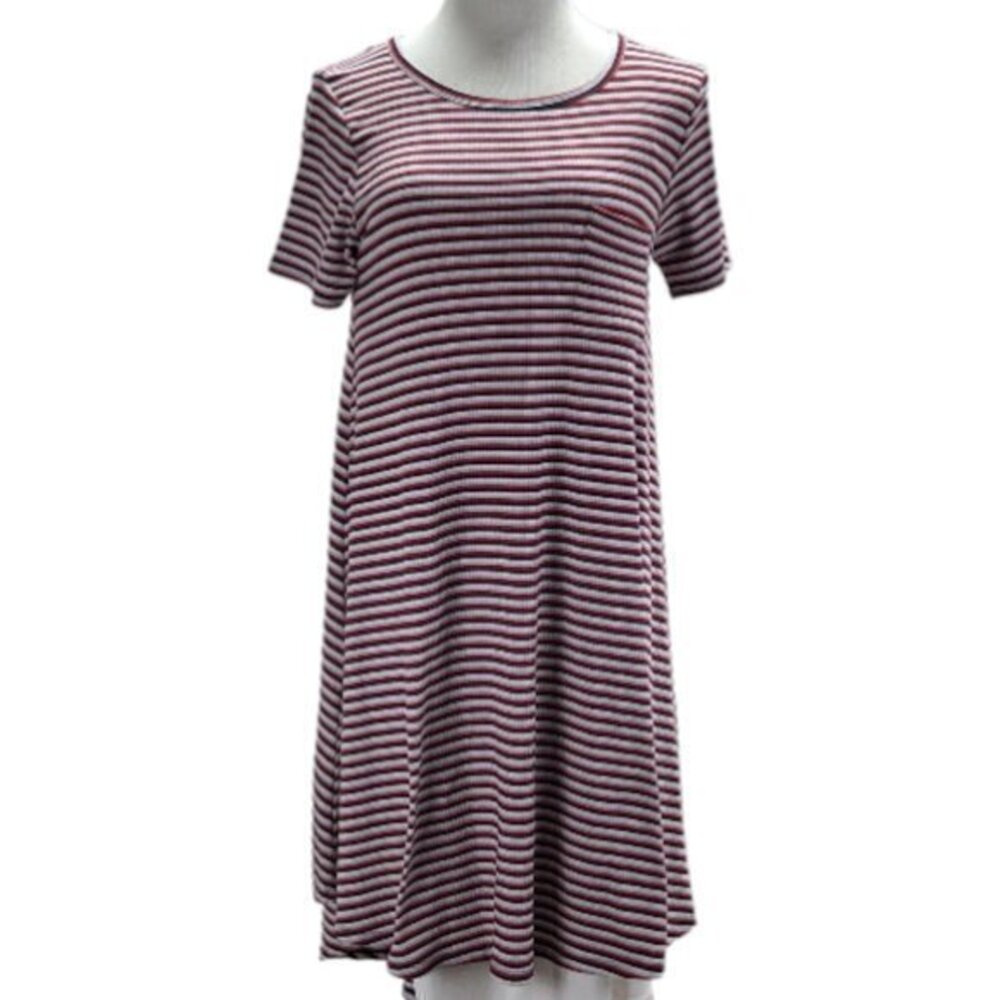 Lularoe High Low Striped Dress Red White Navy Size XXS NWOT #6165